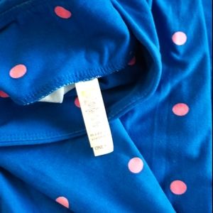 NWOT Lularoe Leggings OS Blue with Pink Polka Dots